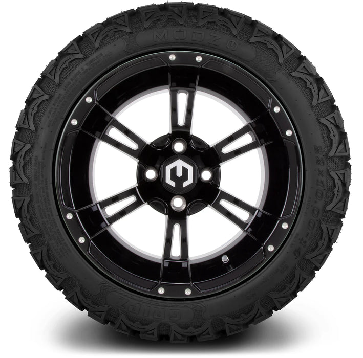 MODZ 14" Ambush Glossy Black Wheels & Off-Road Tires Combo