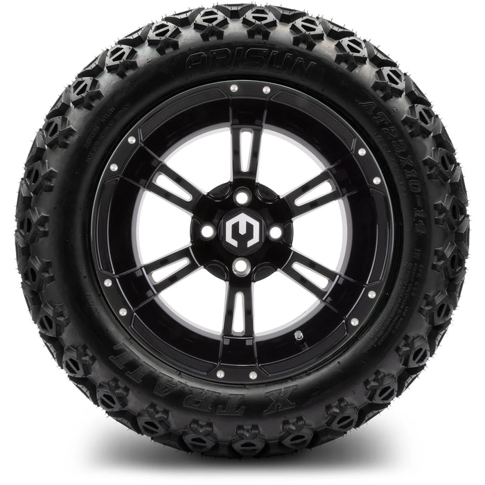 MODZ 14" Ambush Glossy Black Wheels & Off-Road Tires Combo