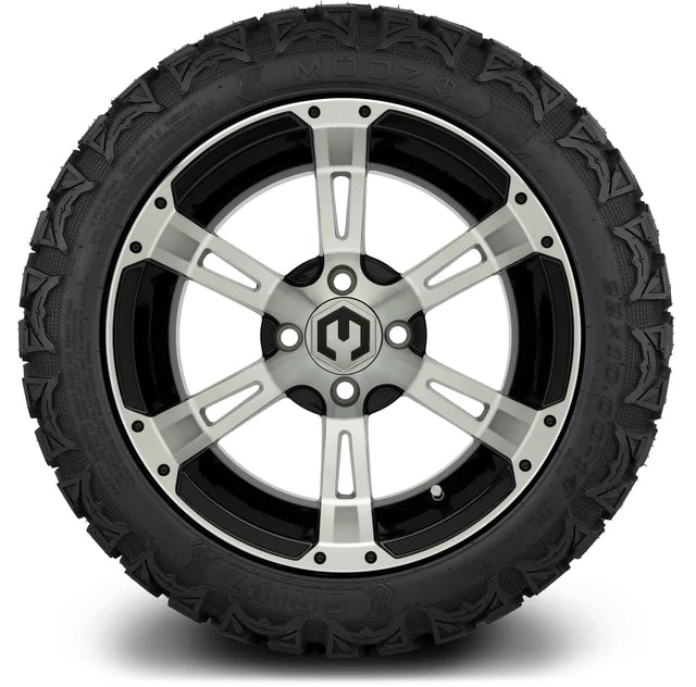 MODZ 14" Ambush Machined Black Wheels & Off-Road Tires Combo