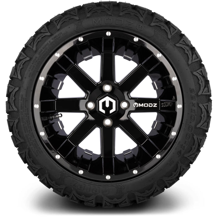 MODZ 14" Assault Glossy Black with Ball Mill Wheels & Off-Road Tires Combo