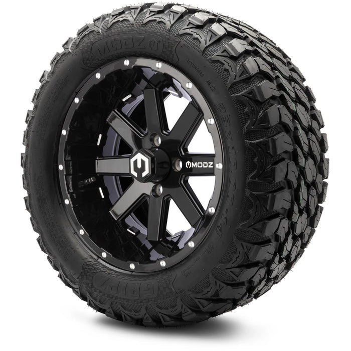 MODZ 14" Assault Glossy Black with Ball Mill Wheels & Off-Road Tires Combo