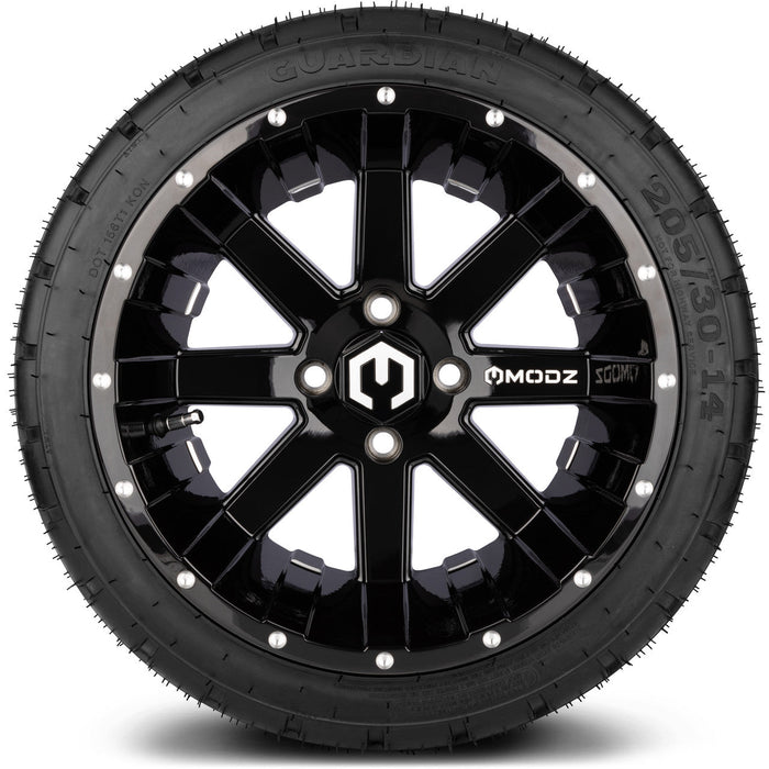 MODZ 14' Assault Glossy Black - Tire and Wheel Combo