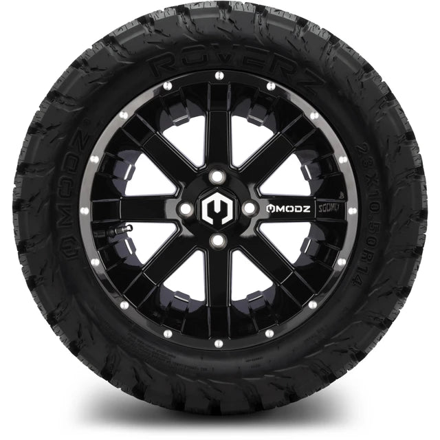 MODZ 14" Assault Glossy Black with Ball Mill Wheels & Off-Road Tires Combo