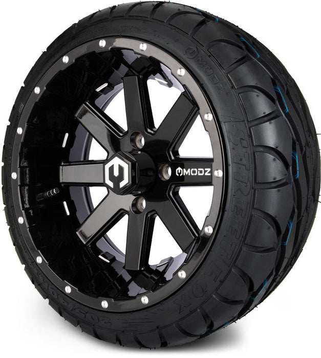 MODZ 14' Assault Glossy Black - Tire and Wheel Combo