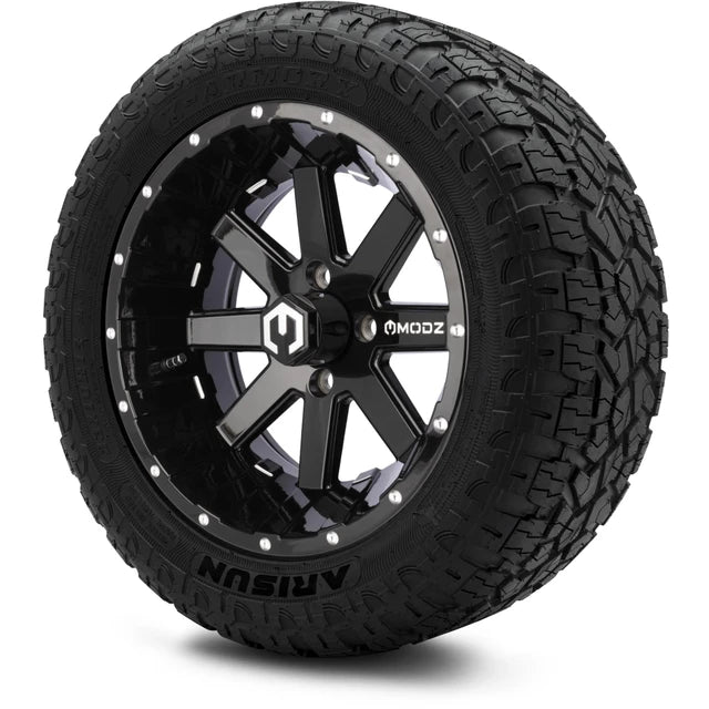 MODZ 14" Assault Glossy Black with Ball Mill Wheels & Off-Road Tires Combo