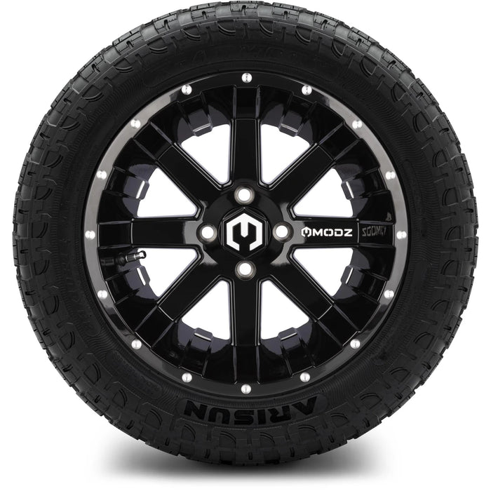MODZ 14" Assault Glossy Black with Ball Mill Wheels & Off-Road Tires Combo
