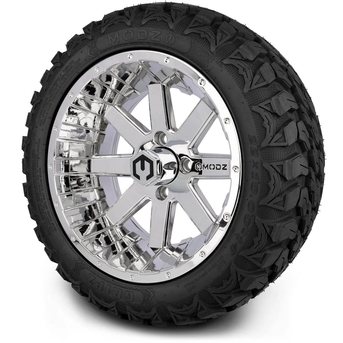 MODZ 14" Assault Chrome Wheels & Off-Road Tires Combo