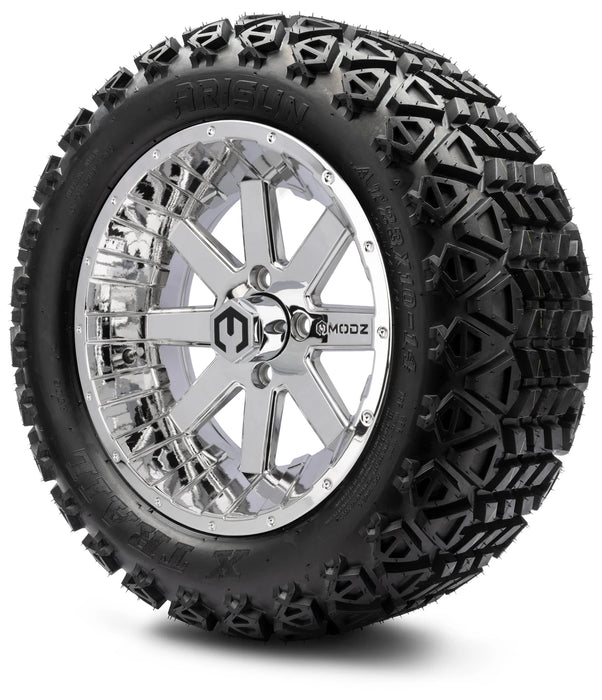 MODZ 14" Assault Chrome Wheels & Off-Road Tires Combo