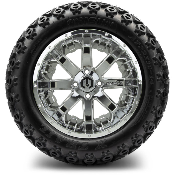 MODZ 14" Assault Chrome Wheels & Off-Road Tires Combo