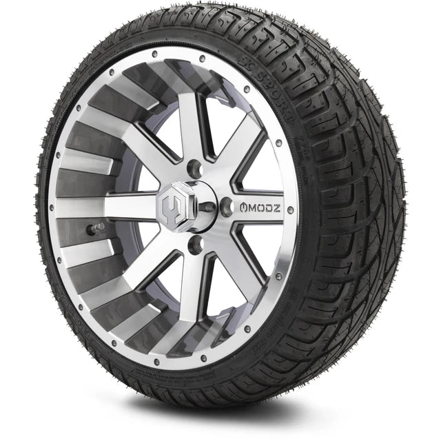 MODZ 14" Assault Machined Gunmetal Wheels & Street Tires Combo