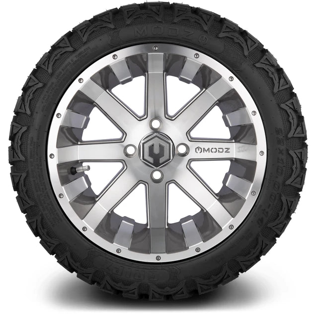MODZ 14" Assault Machined Gunmetal Wheels & Off-Road Tires Combo