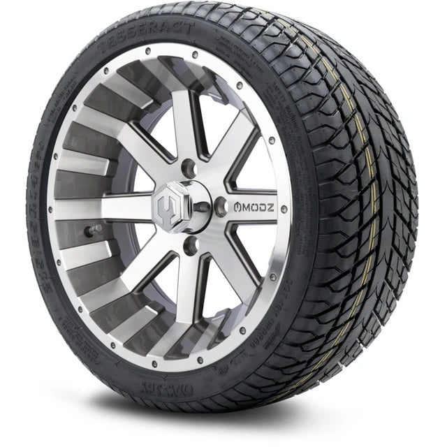 MODZ 14" Assault Machined Gunmetal Wheels & Street Tires Combo