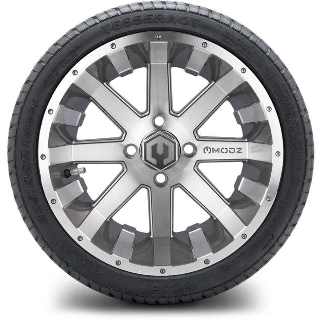 MODZ 14" Assault Machined Gunmetal Wheels & Street Tires Combo