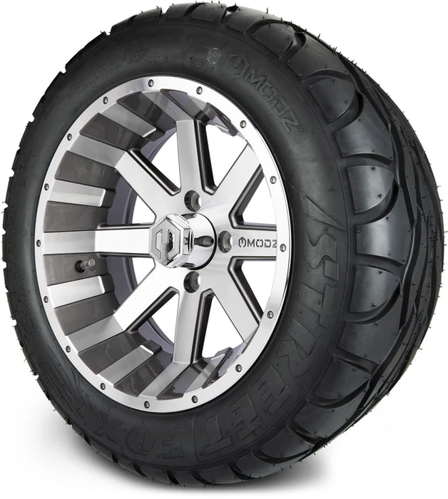 MODZ 14" Assault Machined Gunmetal Wheels & Street Tires Combo