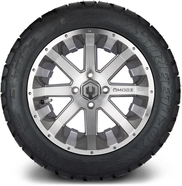 MODZ 14" Assault Machined Gunmetal Wheels & Street Tires Combo