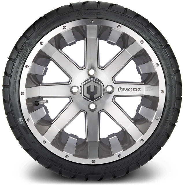 MODZ 14" Assault Machined Gunmetal Wheels & Street Tires Combo