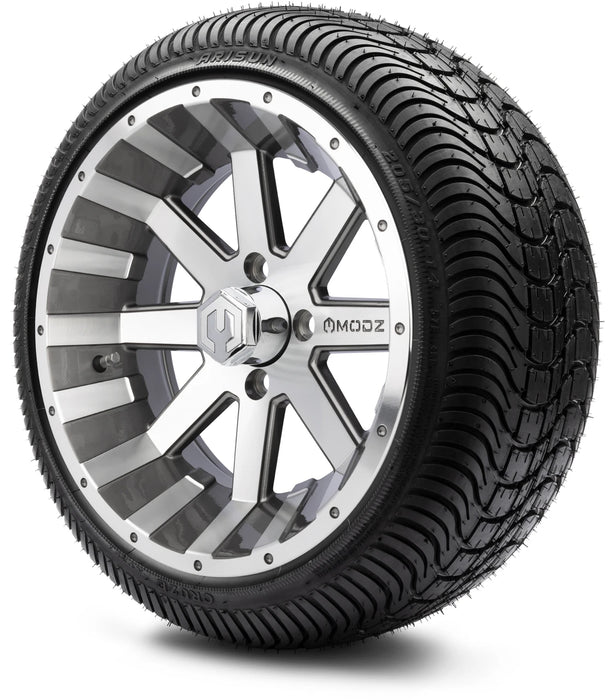 MODZ 14" Assault Machined Gunmetal Wheels & Street Tires Combo