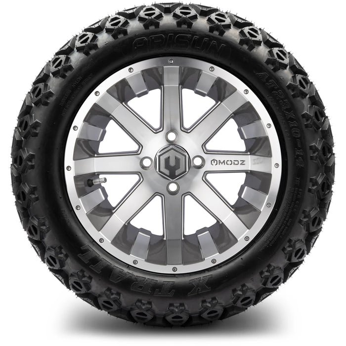MODZ 14" Assault Machined Gunmetal Wheels & Off-Road Tires Combo