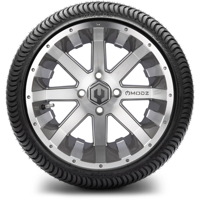 MODZ 14" Assault Machined Gunmetal Wheels & Street Tires Combo
