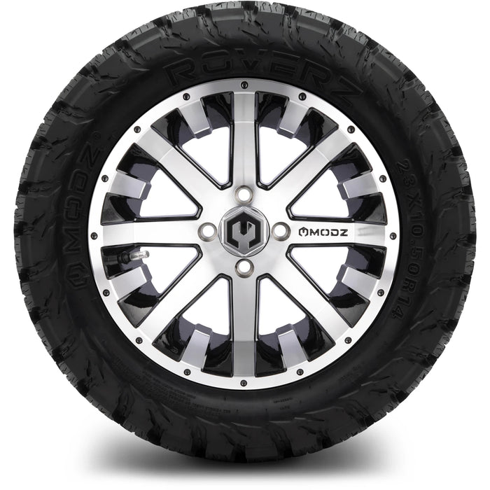 MODZ 14" Assault Machined Black Wheels & Off-Road Tires Combo