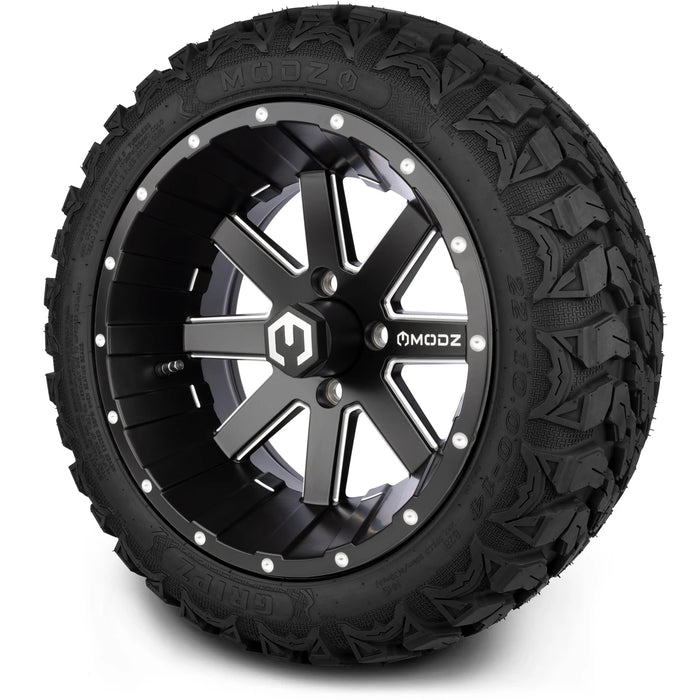 MODZ 14" Assault Matte Black with Ball Mill Wheels & Off-Road Tires Combo