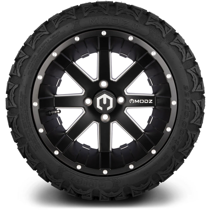 MODZ 14" Assault Matte Black with Ball Mill Wheels & Off-Road Tires Combo
