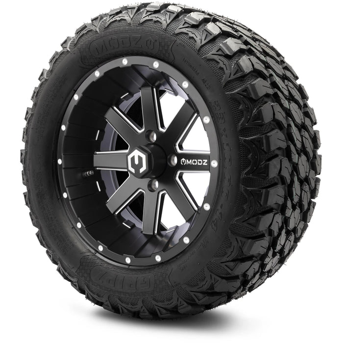 MODZ 14" Assault Matte Black with Ball Mill Wheels & Off-Road Tires Combo