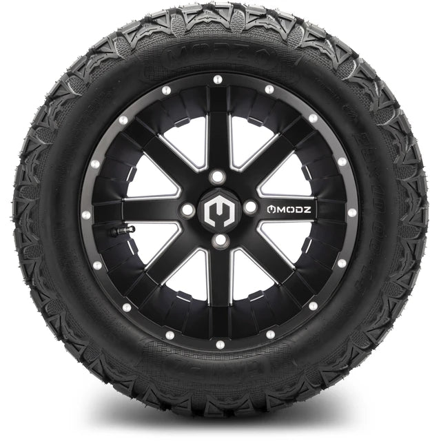 MODZ 14" Assault Matte Black with Ball Mill Wheels & Off-Road Tires Combo