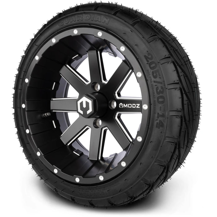 MODZ 14" Assault Matte Black with Ball Mill Wheels & Street Tires Combo