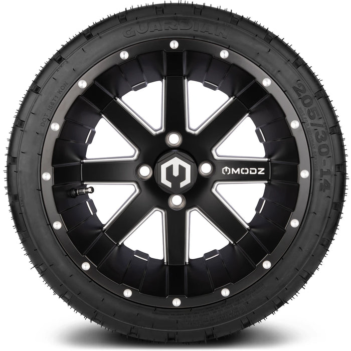 MODZ 14" Assault Matte Black with Ball Mill Wheels & Street Tires Combo