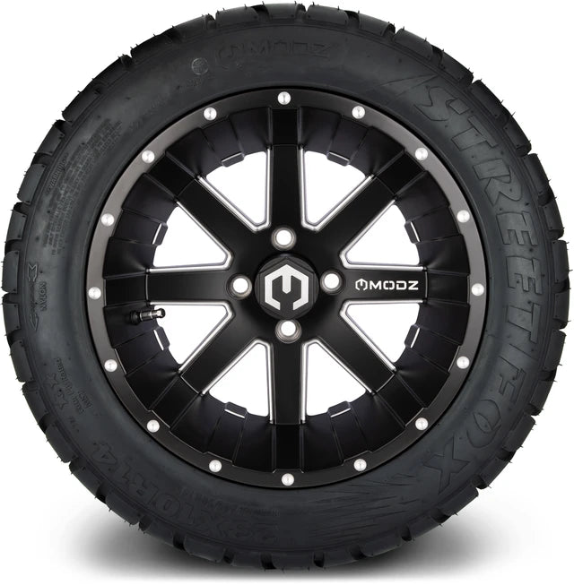 MODZ 14" Assault Matte Black with Ball Mill Wheels & Street Tires Combo
