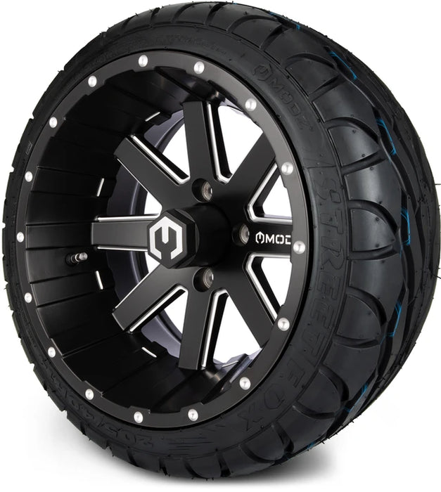 MODZ 14" Assault Matte Black with Ball Mill Wheels & Street Tires Combo