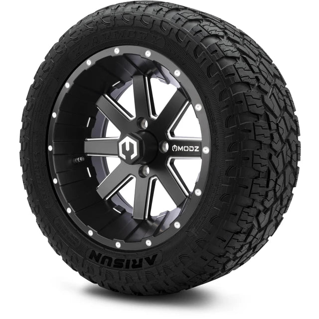 MODZ 14" Assault Matte Black with Ball Mill Wheels & Off-Road Tires Combo