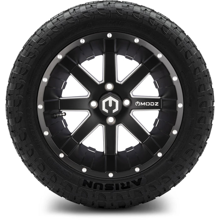 MODZ 14" Assault Matte Black with Ball Mill Wheels & Off-Road Tires Combo