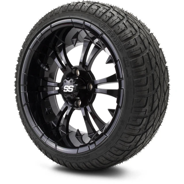 MODZ 14" Vampire Glossy Black Wheels & Street Tires Combo