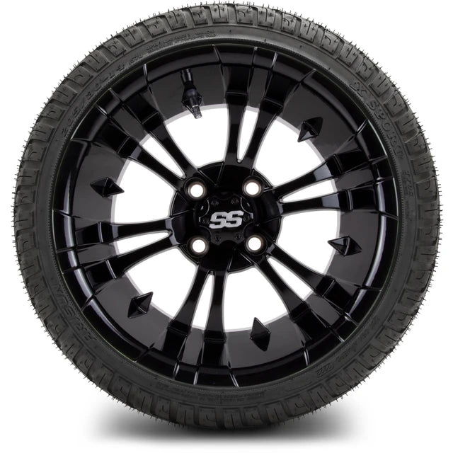 MODZ 14" Vampire Glossy Black Wheels & Street Tires Combo