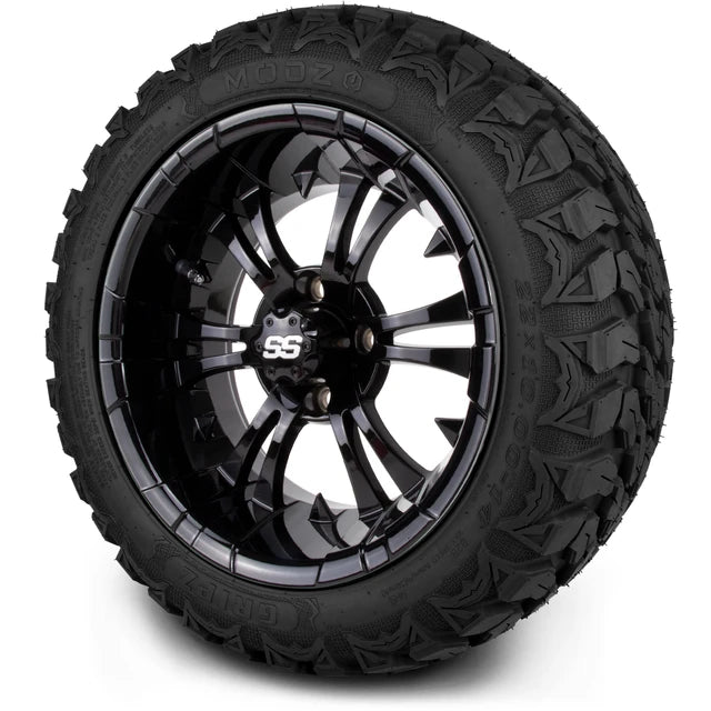 MODZ 14" Vampire Glossy Black Wheels & Off-Road Tires Combo