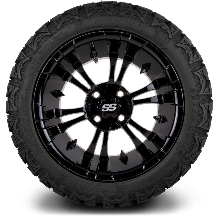 MODZ 14" Vampire Glossy Black Wheels & Off-Road Tires Combo