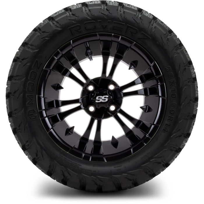 MODZ 14" Vampire Glossy Black Wheels & Off-Road Tires Combo