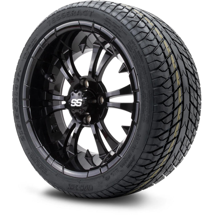 MODZ 14" Vampire Glossy Black Wheels & Street Tires Combo