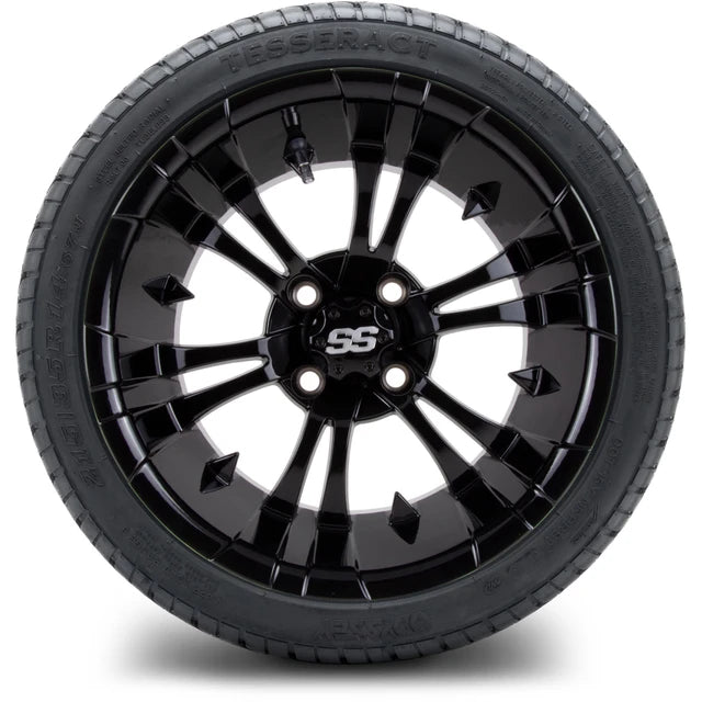 MODZ 14" Vampire Glossy Black Wheels & Street Tires Combo