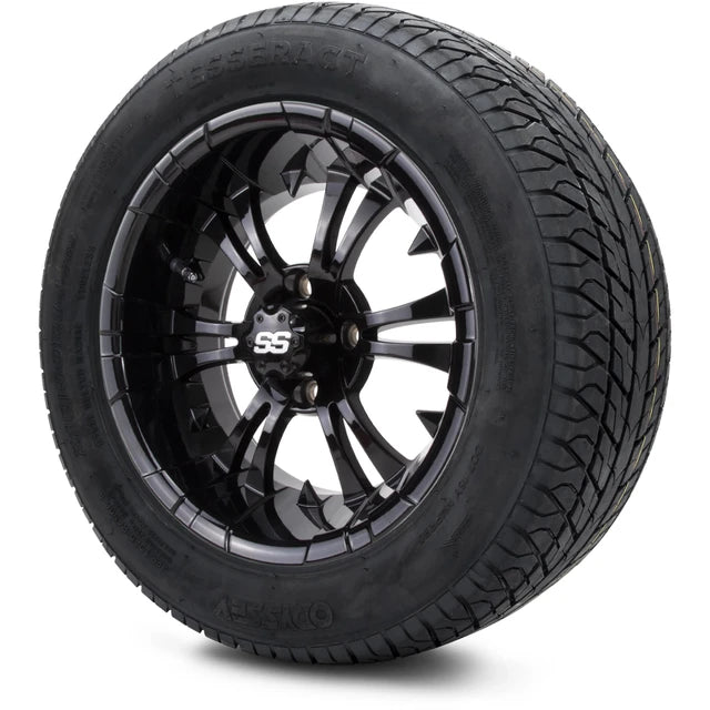 MODZ 14" Vampire Glossy Black Wheels & Street Tires Combo
