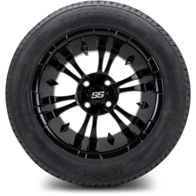 MODZ 14" Vampire Glossy Black Wheels & Street Tires Combo
