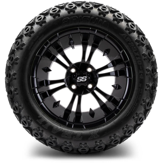 MODZ 14" Vampire Glossy Black Wheels & Off-Road Tires Combo