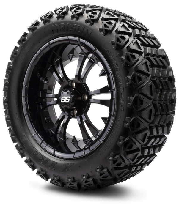 MODZ 14" Vampire Glossy Black Wheels & Off-Road Tires Combo