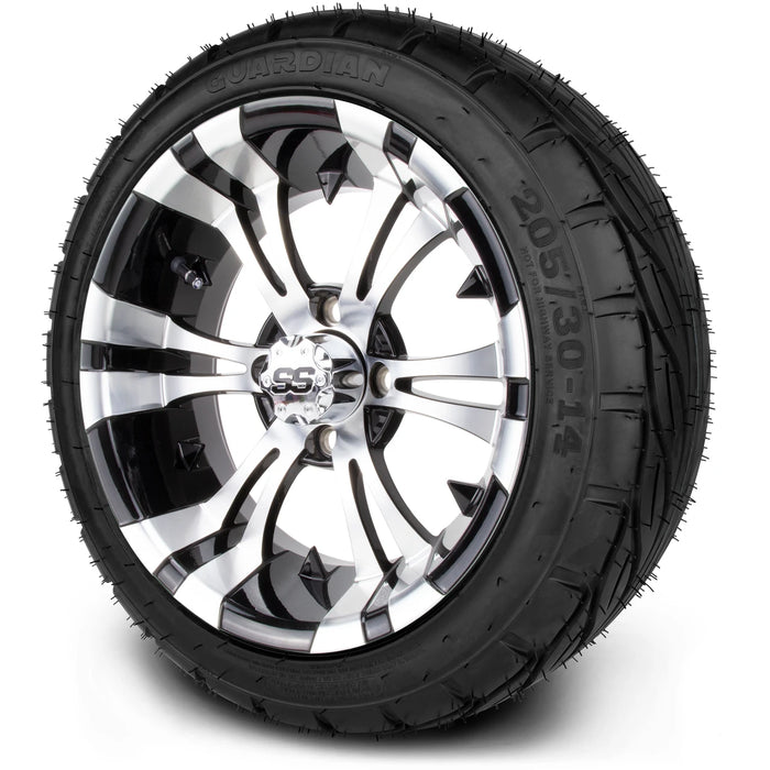 MODZ 14" Vampire Machined Black Wheels & Street Tires Combo