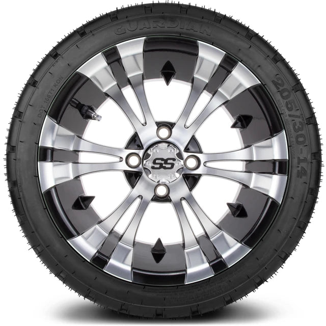 MODZ 14" Vampire Machined Black Wheels & Street Tires Combo