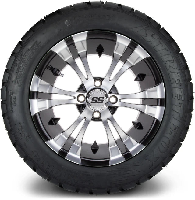 MODZ 14" Vampire Machined Black Wheels & Street Tires Combo