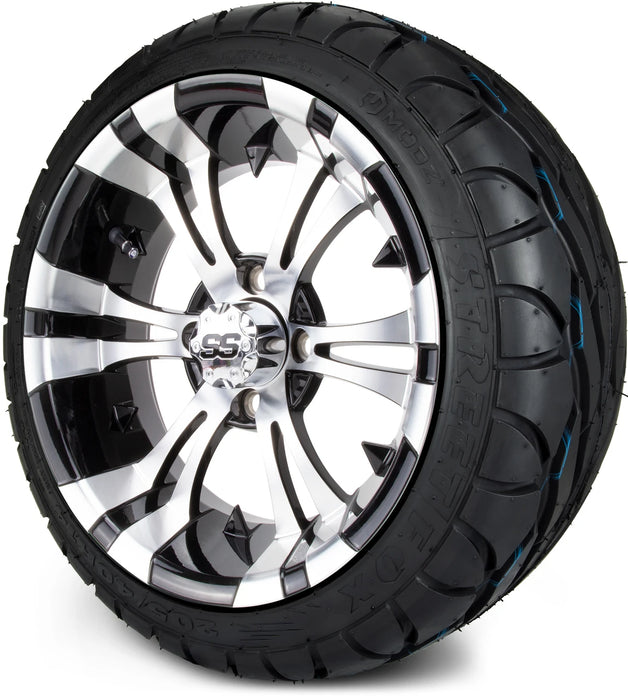 MODZ 14" Vampire Machined Black Wheels & Street Tires Combo