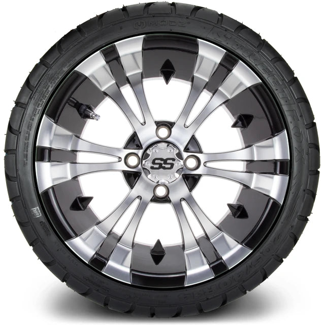 MODZ 14" Vampire Machined Black Wheels & Street Tires Combo